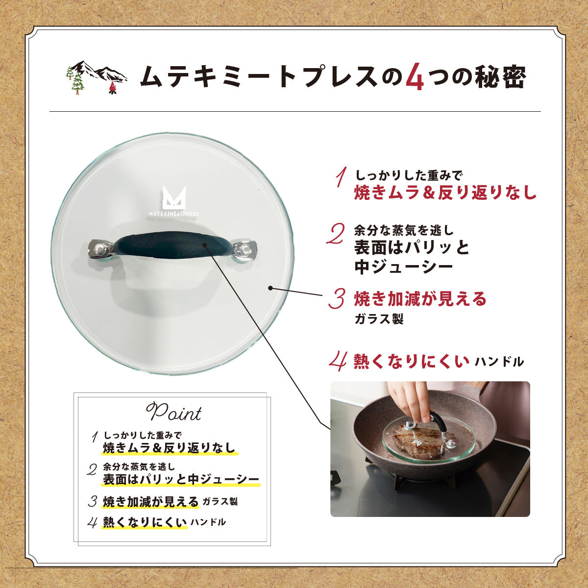 ガラス製ムテキミートプレス